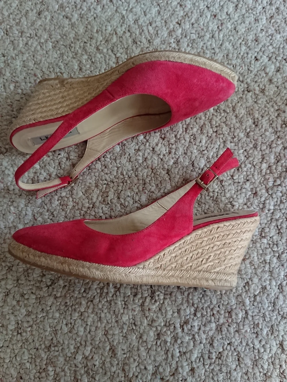 LK Bennett Bethany red Suede Pointed Slingback espadrille size 9